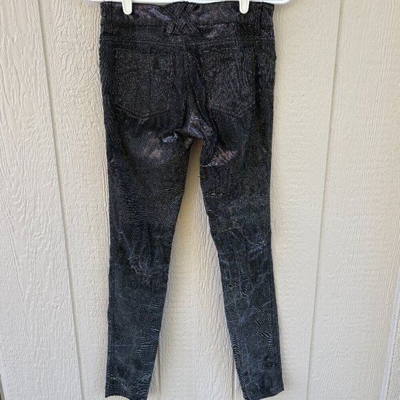 Tripp NYC Glitter Pants Women's 27 Back Silver Grunge Emo Goth Skull Party NYE - Picture 8 of 11